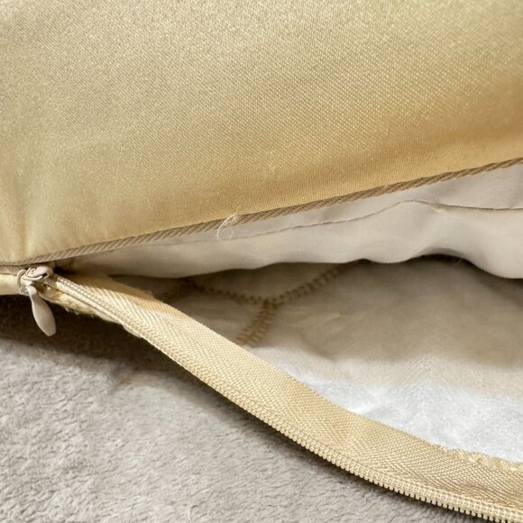 Throw Pillow 21x21 Geometric Stitching West Lake Home Duck Feather Beige Satin - Picture 7 of 12